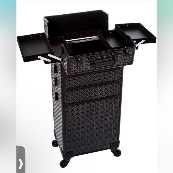 5 in 1 Professional Makeup Train Case Aluminum Cosmetic Case Rolling Makeup Case - Picture 9 of 9